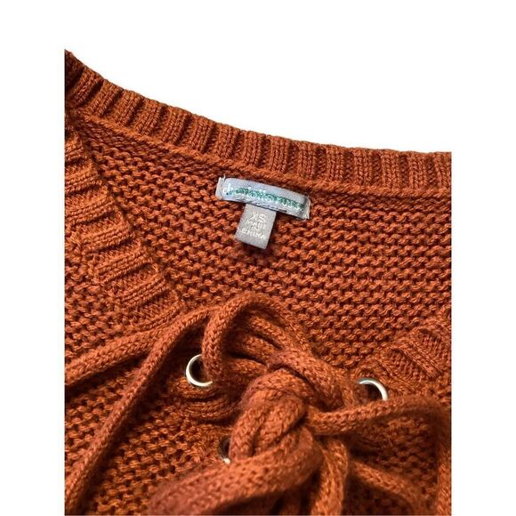 Charlotte Russe Knit Lace Up Sweater Boho Bohemian Everyday Casual - Picture 7 of 12